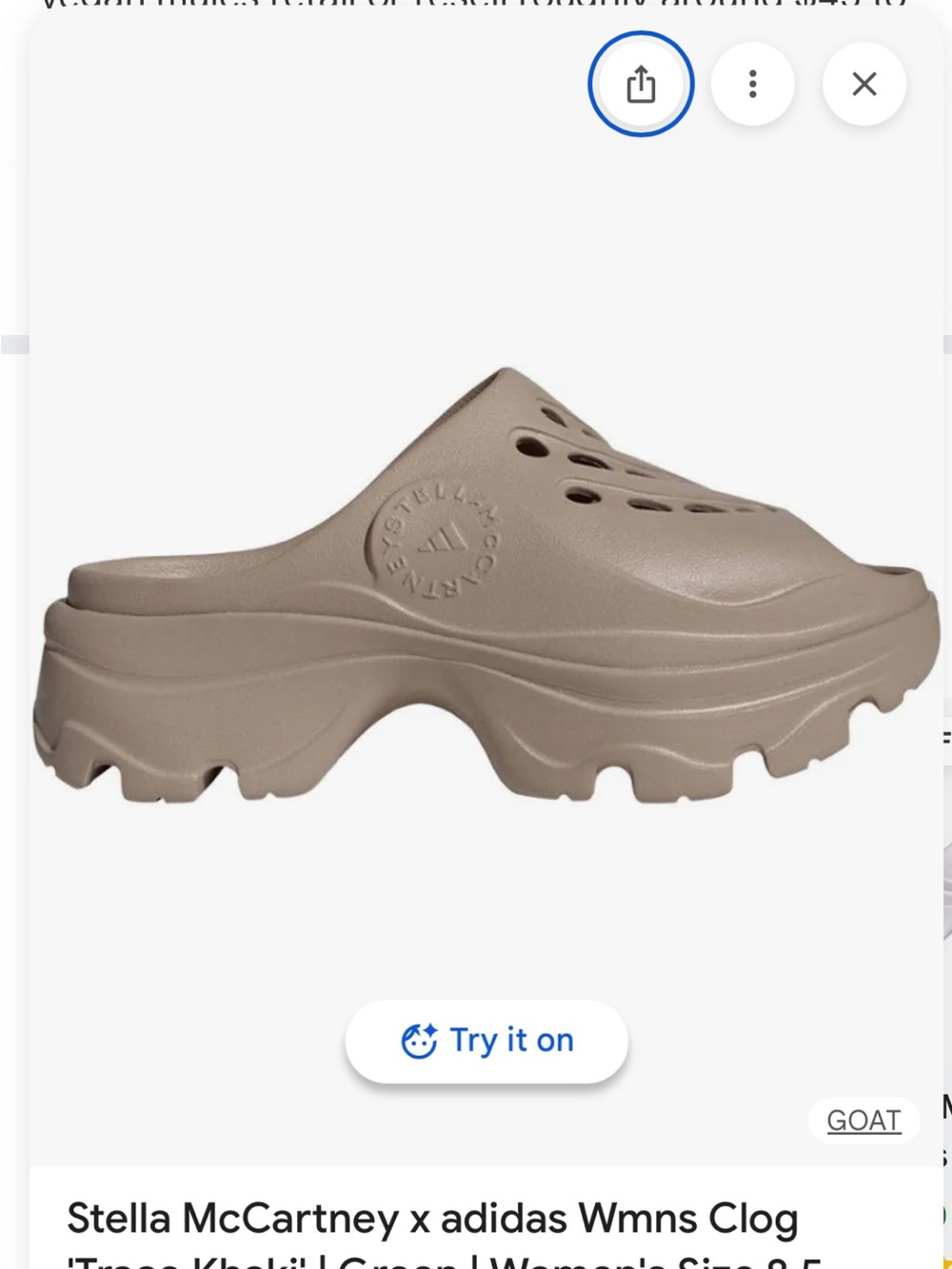 Adidas by Stella McCartney Platform Clog in Khaki